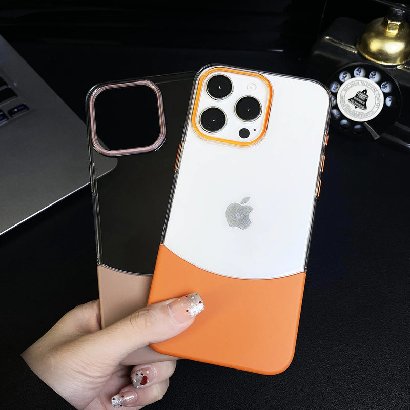 Dual Color Transparent iPhone Case with Removable Metal Buttons