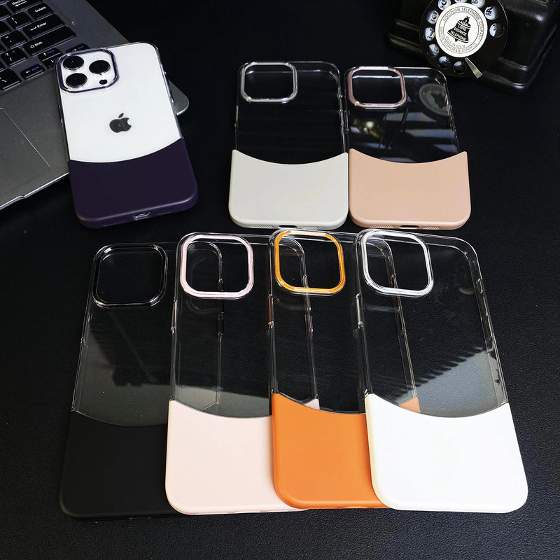 Dual Color Transparent iPhone Case with Removable Metal Buttons