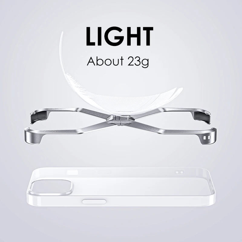 Luxury Aluminum Alloy Rimless Phone Case for iPhone 15/14 Pro Max