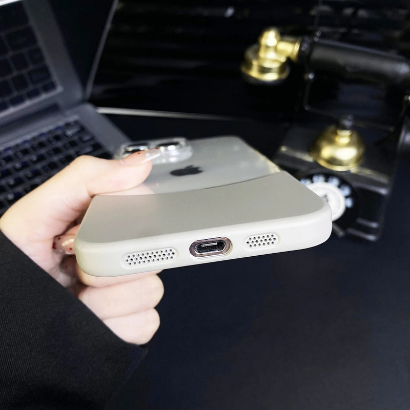 Dual Color Transparent iPhone Case with Removable Metal Buttons