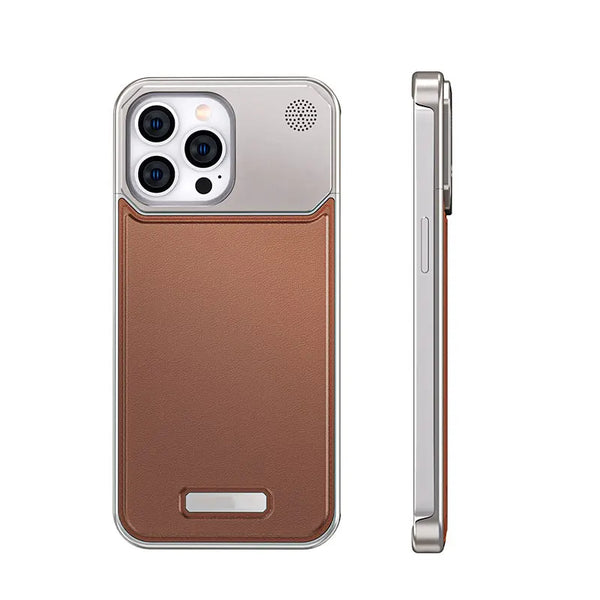 Leather and Metal Case with Aromatic Coverage for iPhone 13/14/15 Pro Max