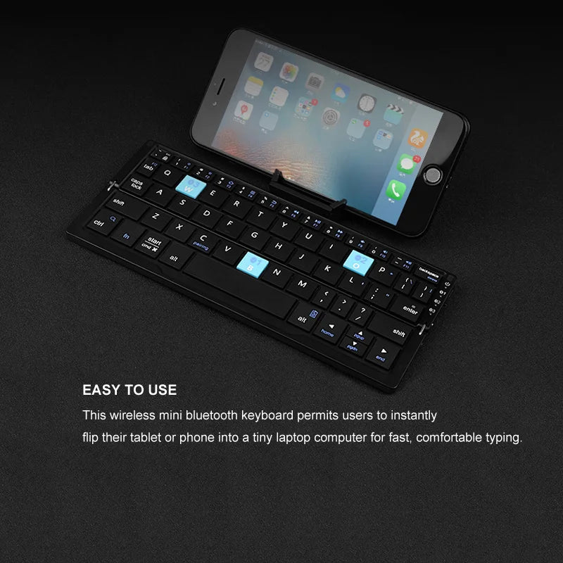 Foldable Aluminum Bluetooth Keyboard with Integrated Stand