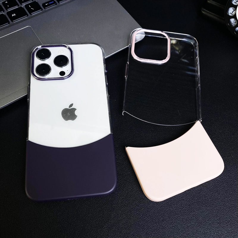 Dual Color Transparent iPhone Case with Removable Metal Buttons