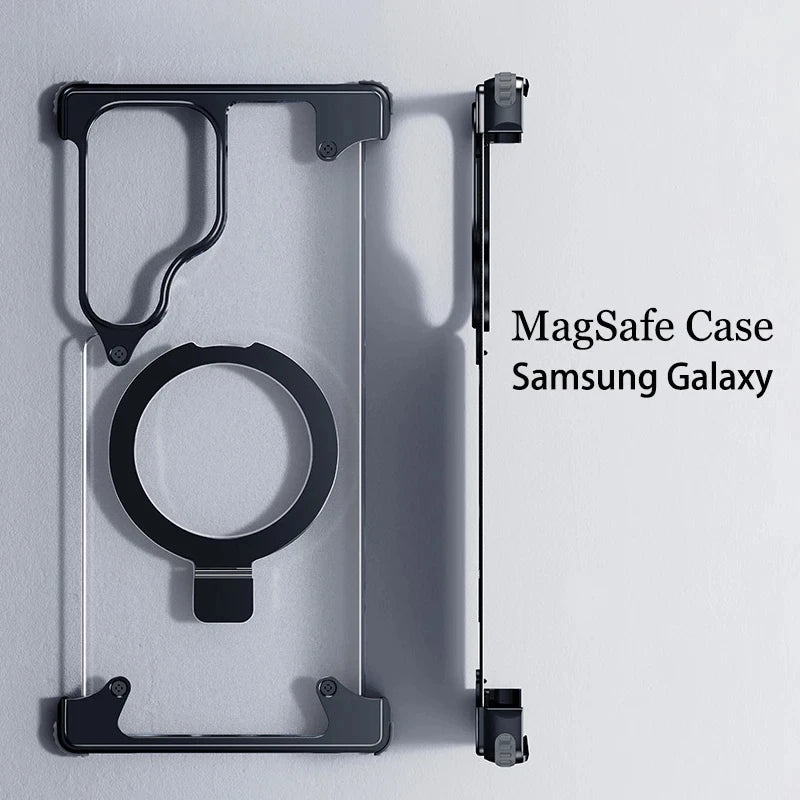 Magnetic MagSafe Frameless Matte Phone Case with Kickstand for Samsung