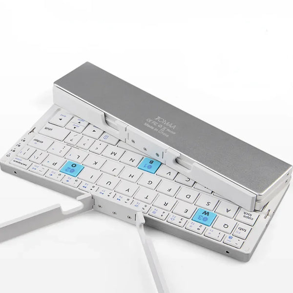Foldable Aluminum Bluetooth Keyboard with Integrated Stand