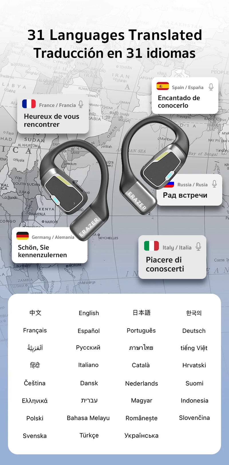 AI Translator Earbuds – Real-Time Translation & HiFi Audio