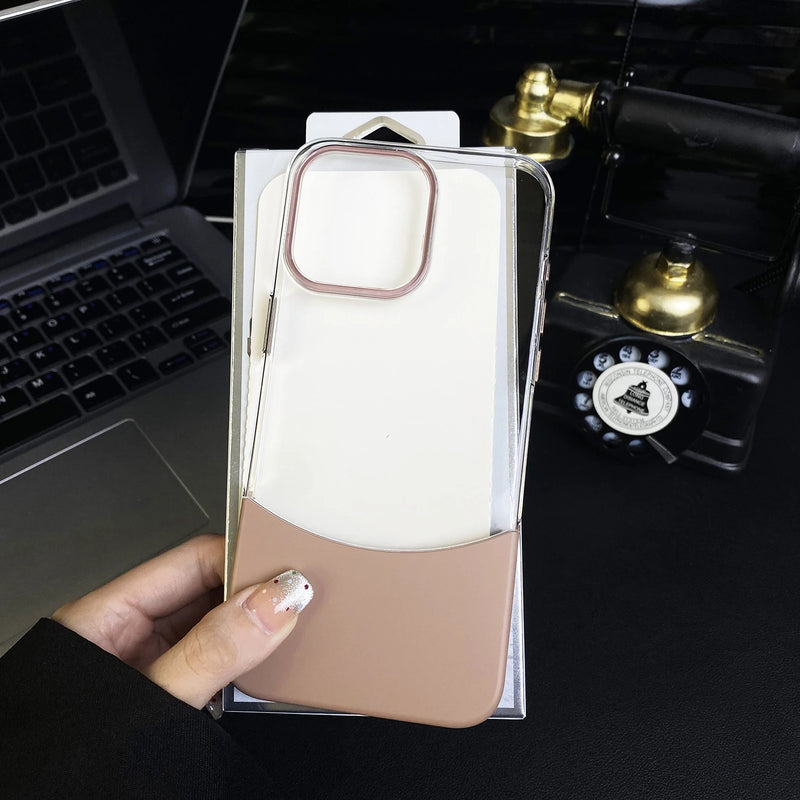 Dual Color Transparent iPhone Case with Removable Metal Buttons