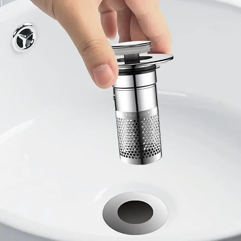 Quick-Drain Sink Stoppers with Hair Catcher