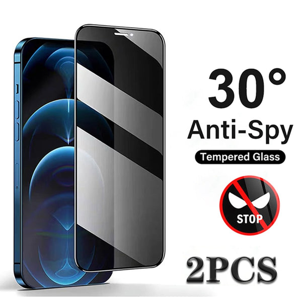 2 piezas de vidrio templado de privacidad para iPhone 11 12 13 PRO MAX Mini XR XS MAX Protector de pantalla para iPhone 7 8 6 S Plus vidrio antiespía